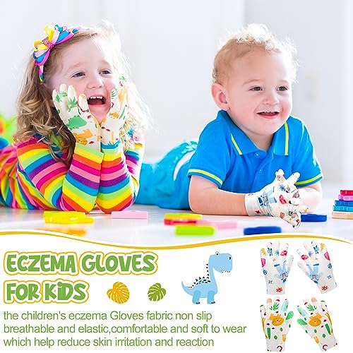 Xtinmee 20 Pairs Eczema Gloves for Kids Cotton Moisturizing Gloves for Sensitive Irritated Skin Eczema Reusable Elastic Hand Cover Soft and Does Not Hurt(Age 3-4 Years)