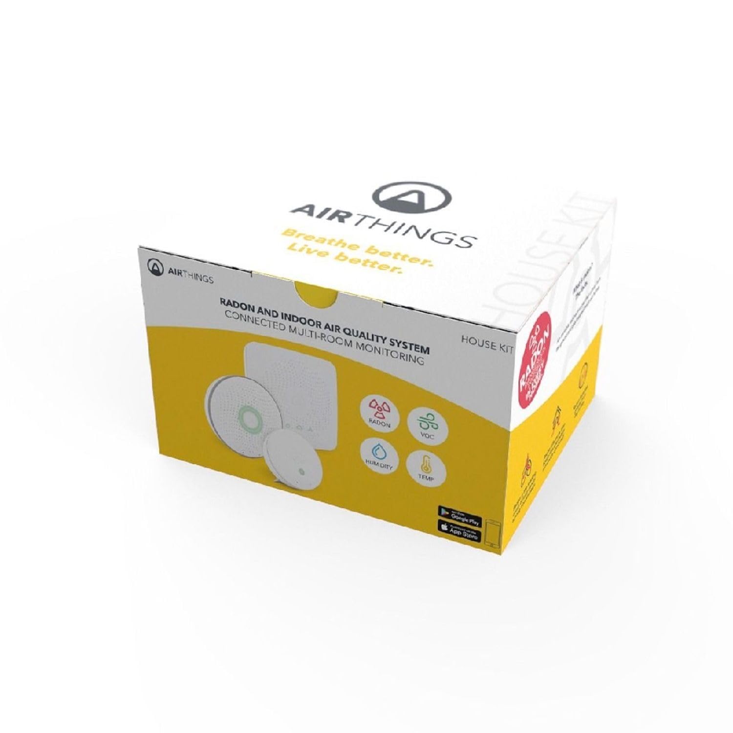 Airthings House Kit, sistema di monitoraggio della qualità dell'aria interna e Radon, multi-room