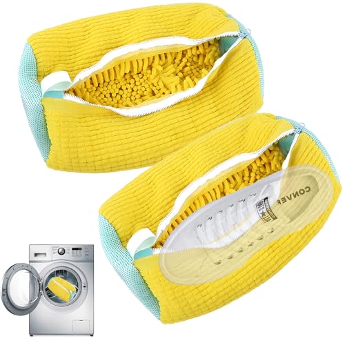 LEWBDF Bolsa de Limpieza de Zapatos Bolsa de Lavado de Zapatos Reutilizable Bolsa de Lavado de Zapatos de Malla Bolsa de Malla para Lavar Zapatos Bolsa para Lavar Zapatillas en Lavadora(Amarillo)