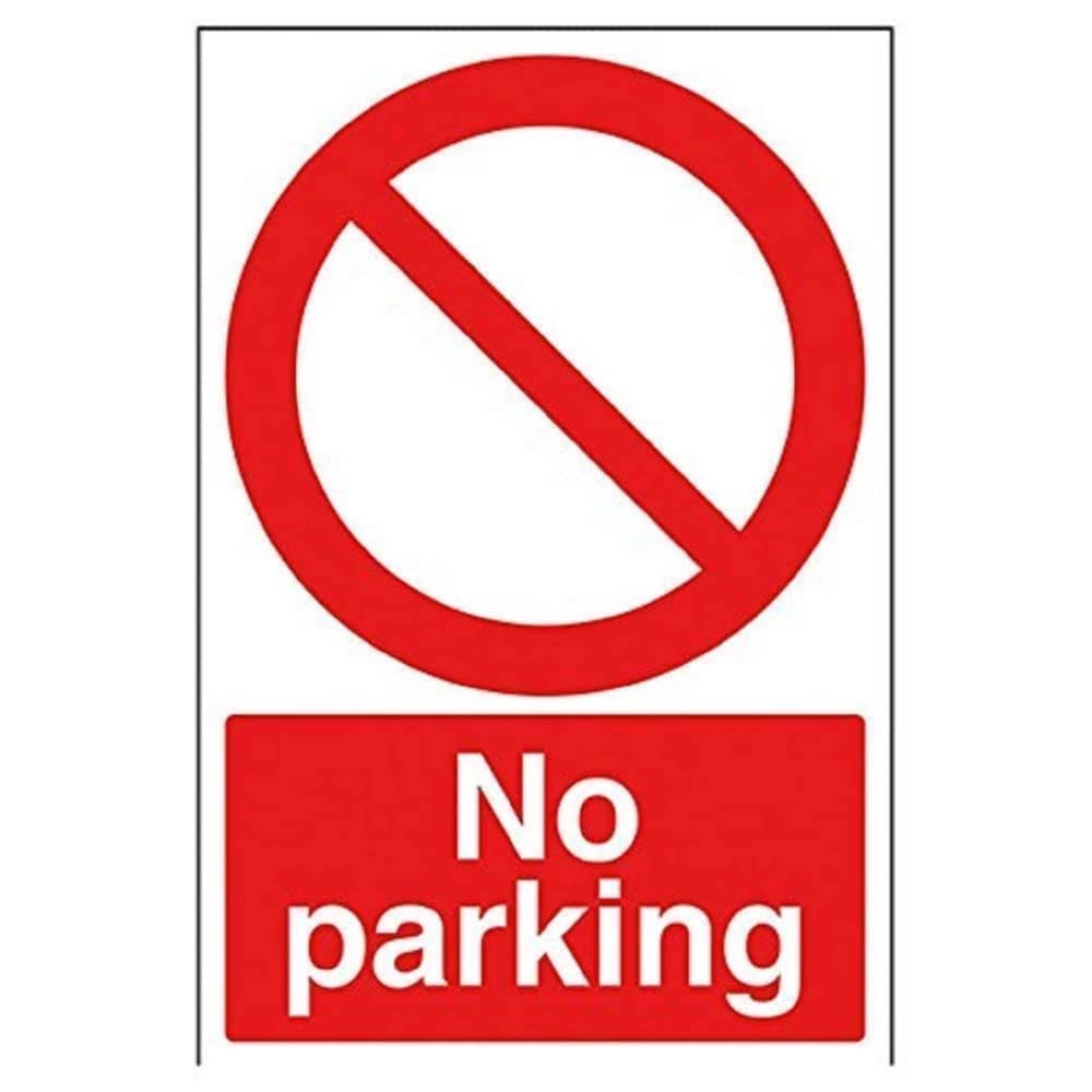 V Safety No Parking Sign - 200mm x 300mm - 1mm Rigid Plastic
