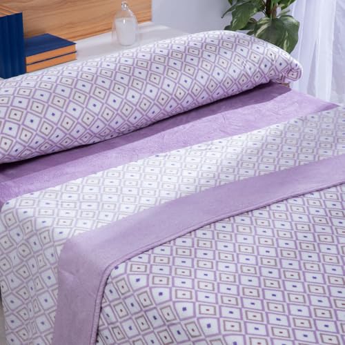 Acomoda Textil - Juego de Sábanas Coralina. Juego de Sábanas 3 Piezas de Invierno. Ropa de Cama Ajustable, Suave y Cálida Fácil Mantenimiento. (Madi Lavanda, 150 cm)