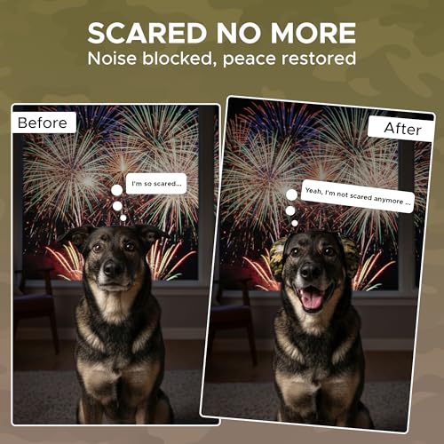 ARpaw Gehörschutz für Hunde – 28 dB Lärmschutz Ohrenschützer – Noise Cancelling Ear Muffs gegen Feuerwerk & Laute Geräusche (L)
