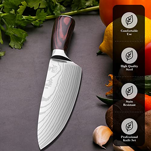3Pcs Professional Chef Knife Set, German High Carbon Stainless Steel Chef Knife Santoku Knife Paring Knife With Pakkawood Handle And Gift Box #TOP3