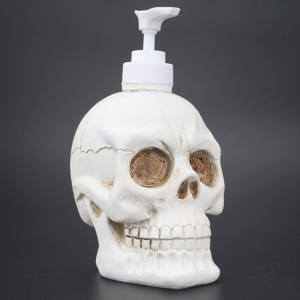 Retro Skull Shampoo and Soap Dispenser Pump, Refillable Resin Bottle for Essential Oils, Lotions, Great Bathroom Decorations, 7x10.5x15cm, As Described, 95J7I7LZ9OFQFEFST