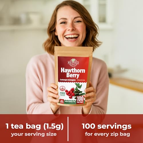 Image of 100 Bags Hawthorn Berry Herbal Tea (Crataegi fructus) - 100 Tea Bags 1.5g Hawthorn Fruit Espino Blanco
