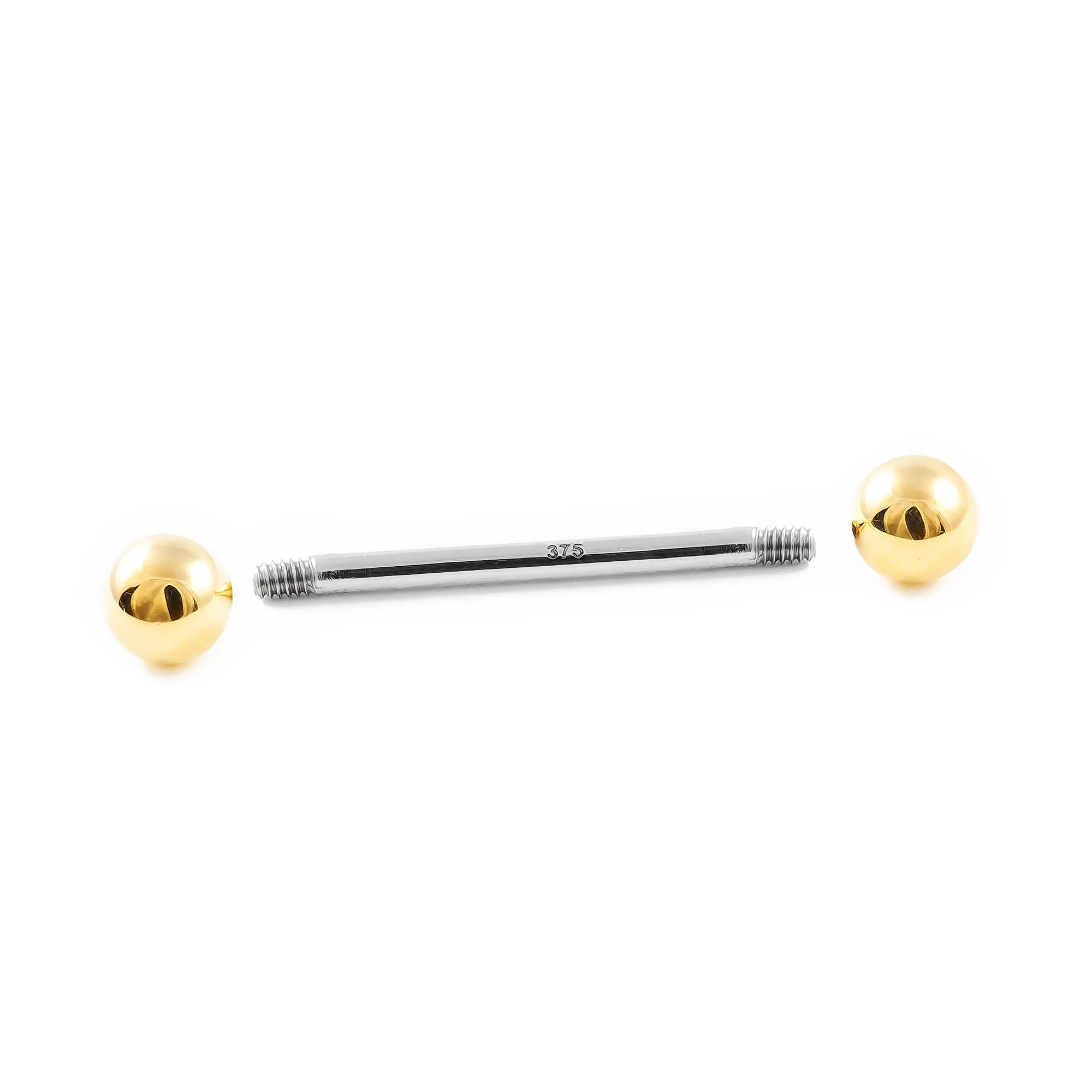 Monde Petit Piercing für Zunge Kugel 5 mm - Stahl und Gelbgold 9 Karat (375) - Geschenkbox - Garantiezertifikat