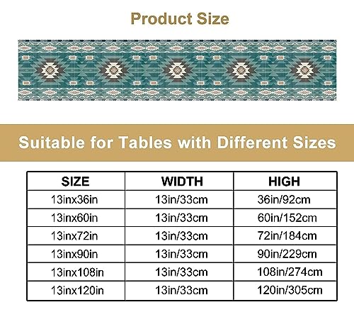 Image of Ethnic Southwestern Table Runner,Navajo Tribal Native American Boho Geometric Pattern Aztec Table Runner for Kitchen Table Dining Room Coffe 13x60 inch