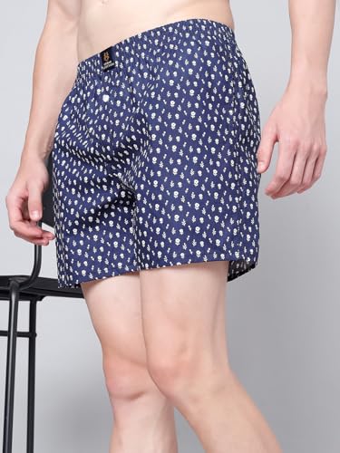 Image of Urban Scottish Men's Pack of 2 Cotton Printed Boxers with Side Pockets