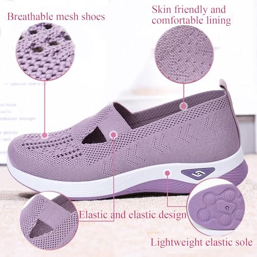 Women's Orthopedic Shoes Walking Shoes Lightweight and Loose fit Shoes Woven Breathable Soft Soled Wide Bulky Dark Gray 403