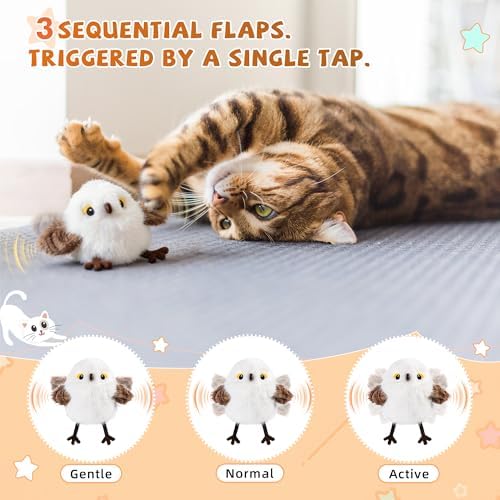 Flappy Bird Cat Toys - Chirping White Chickadee with Catnip Pouch, Rechargeable Cat Kicker, Jouet Pour Chat Interactif (Non-Flying) - 2
