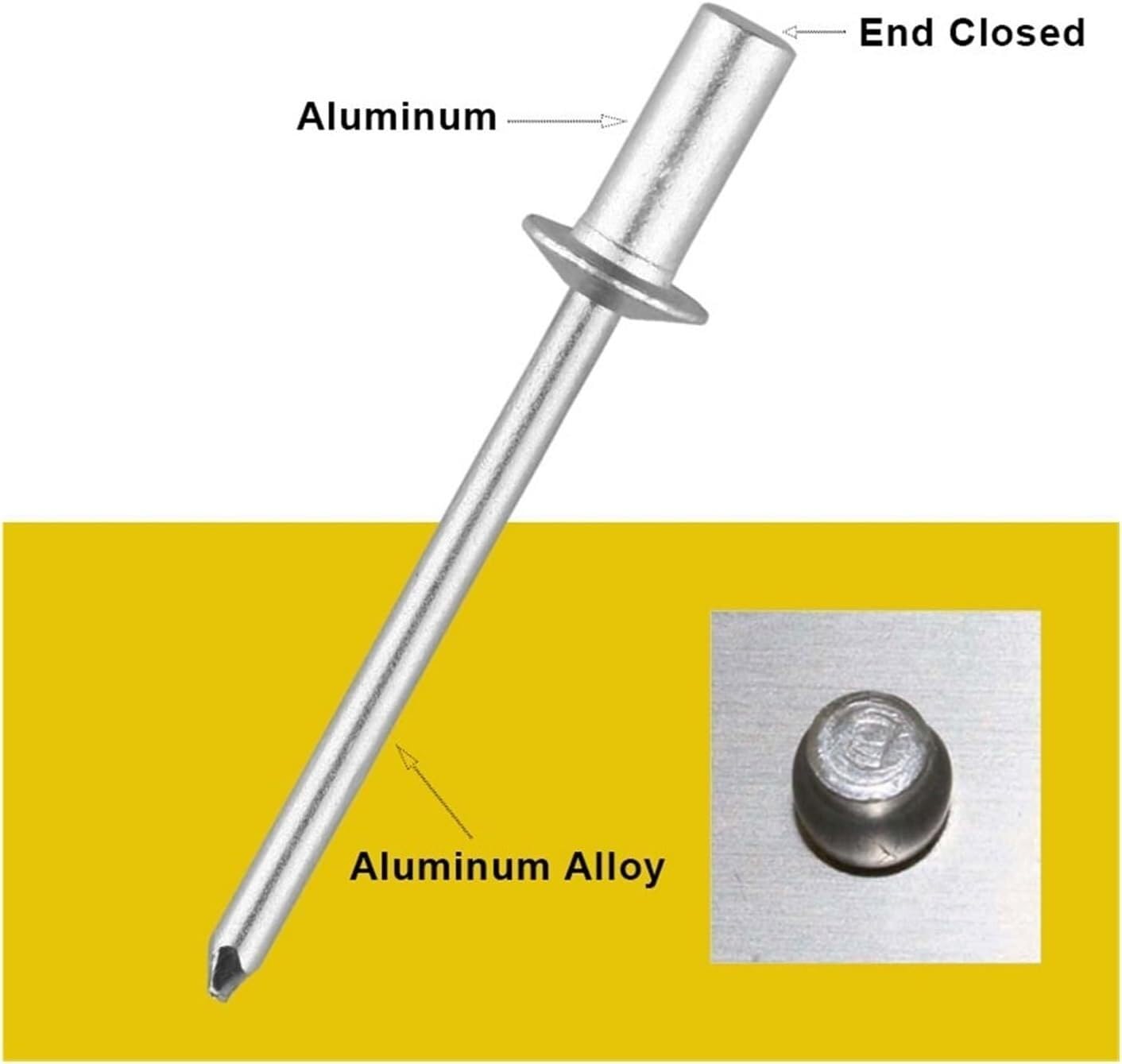 Wodoszczelny nit zrywalny z aluminium o średnicy 3,2 mm–4,8 mm