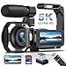 Delmodes Videokamera 5K 64MP Camcorder WiFi 18X Digitalzoom Vlogging Kamera für YouTube, 3.0" IPS Touchscreen IR Nachtsicht Videokamera mit Handstabilisator, 32GB SD-Karte, Fernbedienung, Batterien