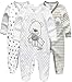 Kiddiezoom Pelele para bebé y niña, pack de 3 unidades Oso de peluche y estrella y rayas. 6-9 Meses