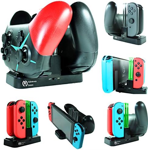 [New Version 2019] Alphatronic Games Joy-Con Controller and Pro Controller Charging Dock Station | Complete Controller Charging System for Nintendo Switch with Charging Indicators