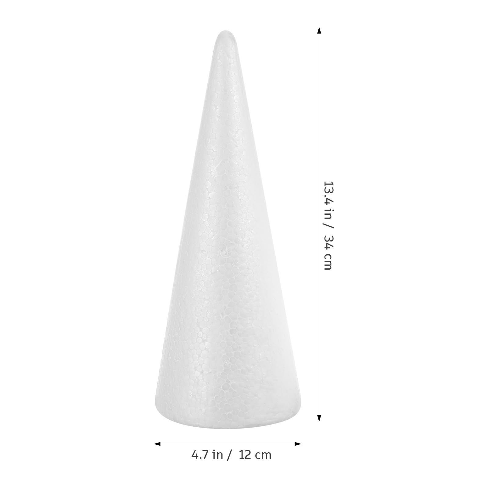 Angoily 2 conos de espuma blanca hechos a mano para proyectos de manualidades, base de adorno de poliestireno sólido para decoraciones de Navidad, preescolar y jardín de infantes, accesorios de