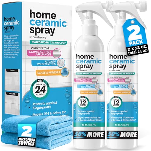2 Pack [12 Oz] Home Ceramic Coating Spray Kit - Shine Seal & Protect Kitchen & Bath Surfaces - High Shine - Repels Stains & Grime Effortlessly - Use on Stainless Steel Sinks Countertops Glass