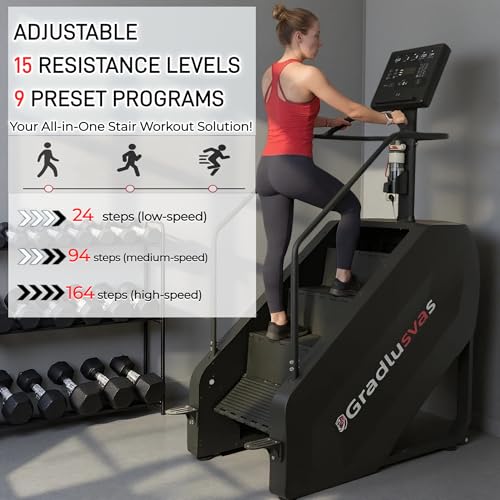 Image of Stairmaster Stair Climber Machine, 610LBS Commercial Stair Stepper with LED Display & Button Controls, 15 Resistance Levels, Heart Rate Monitor, 9 Programs, Wireless Charging