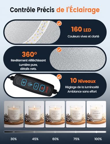 Light Box 40 cm pour ecommerce et photo de produit avec 160 LED réglables de DUCLUS