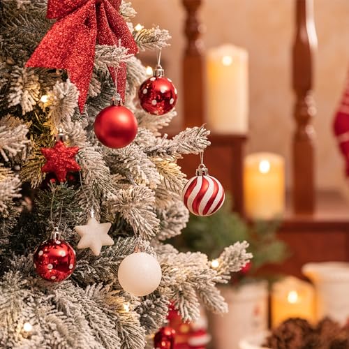 Victor's Workshop 35pcs 5cm Shatterproof Christmas Baubles, Traditional Red and White Christmas Ball Ornaments for Tree Decorations - Image 2