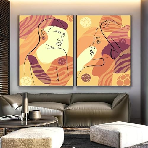 Affiches impressions femme africaine portrait abstrait peinture toile salon