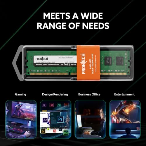Image of Frontech 8GB DDR3 1600MHz Desktop RAM, High-Speed PC Memory Module, 1.5V Long-DIMM for Everyday Performance, Gaming, Office, and Content Creation, 3-Year Warranty (RAM-0053)