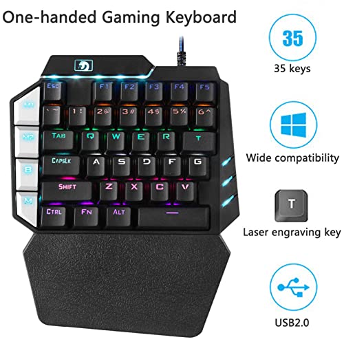 Pmuybhf One-Handed Mechanical Gaming Keyboard, Gaming Keypad With 7 Rainbow Racing Lantern Light Effect, 38 Keys #TOP1
