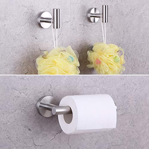 GERZWY Modern 3-Piece Bathroom Hardware Set Toilet Paper Holder and 2X Towel Hook Wall Mounted Brushed SUS 304 Stainless Steel AG1401B-LS by GERZWY - Image 2