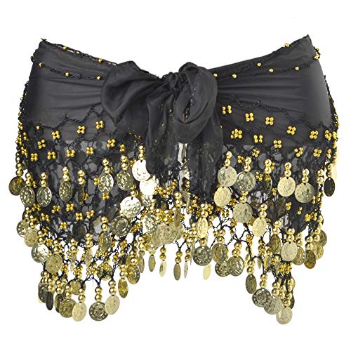 Belly Dance Hip Scarf 158 Gold Coins Dance Skirt3
