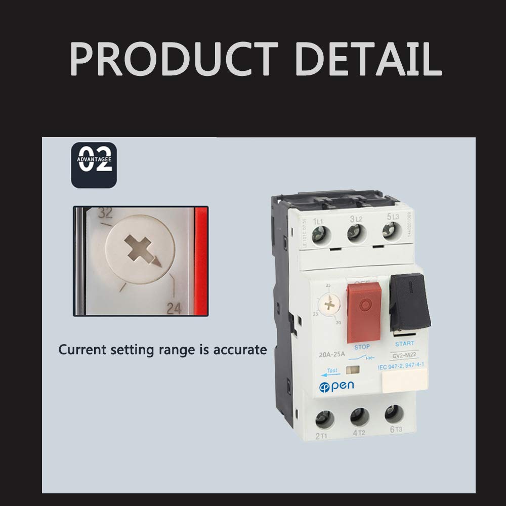 Disjoncteur de protection de moteur GV2 3P Type disjoncteur de moteur magnétique thermique (6A-10A)