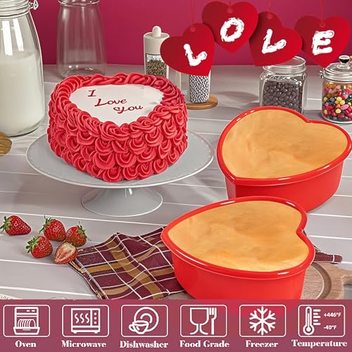 4-Pack Mini Heart Silicone Cake Mold - Nonstick Heart Shaped Molds for Valentine's Day, Anniversary, Birthday Cakes & More - Red by Dootafy - Used condition - Image 5