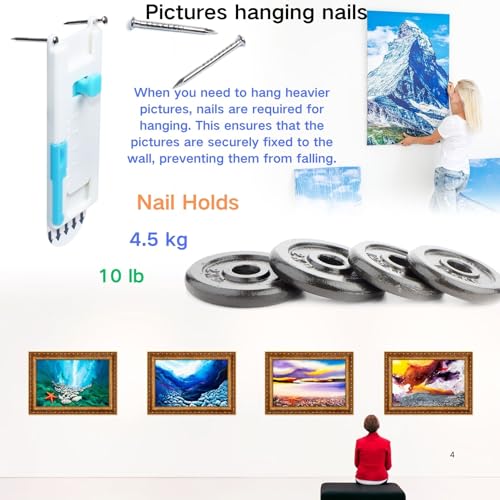 Image of laffeya Picture Hangers, Adjustable Adhesive Wall Hooks with Level, Damage Free Hanging Strips Hanger for Art, Photos, Mirrors & Decor Frame (Picture Hook, 2)
