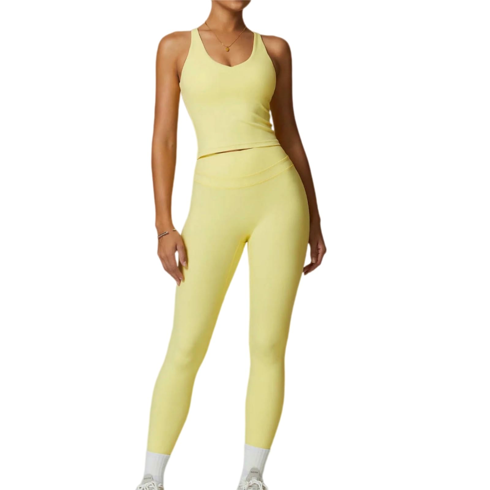 Completo Sportivo da Donna per Yoga, Tuta Sportiva, Reggiseno Fitness, Leggings da Palestra.-26-L