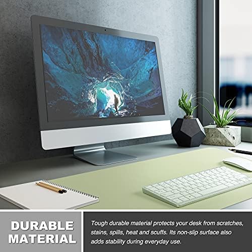 Knodel Desk Pad, Office Desk Mat, 35cm x 60cm PU Leather Desk Blotter, Laptop Desk Mat, Waterproof Desk Writing Pad for Office and Home, Dual-Sided (Light Green)