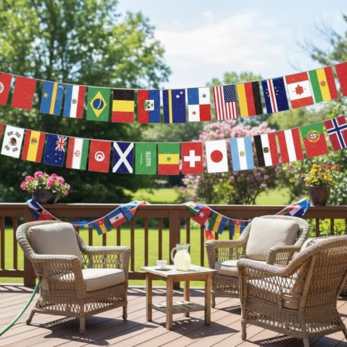 Guirlande de drapeaux du monde 2026 grand format polyester extérieur intérieur - 8