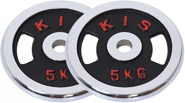 Barbell Standard 1" Grip Weight Plates, Set of 2, Mens Fitness Barbell Dumbbell Electroplated Sheet 2.5kg, 5kg, 7.5kg, 10kg, 15kg Size 5kg*2