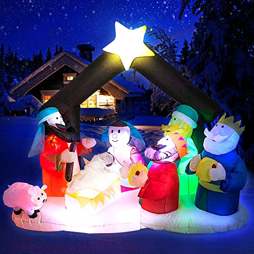 Crèche de Noël gonflable TRMESIA décor extérieur lumineuse pour jardin