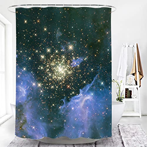 Cortina de Ducha Cielo Estrellado Colorido Cortinas de baño de Tejido poliéster antimoho Impermeable y Lavable, con 12 Ganchos a Prueba de Herrumbre 180x200 cm Cover