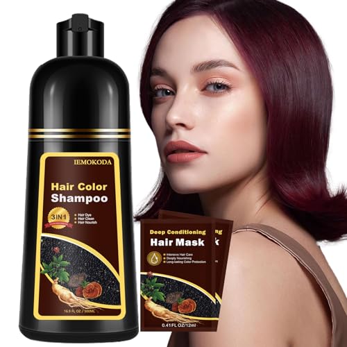 Natural Dark Wine Red Hair Dye Shampoo, 3 IN 1