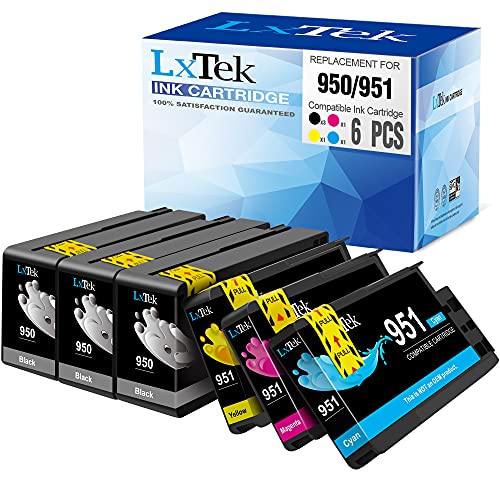 LxTek Compatible Ink Cartridges Replacement for HP 950 951 to use with OfficeJet PRO 8600 8610 8620 8630 8100 8625 (6 Pack)