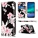 JanCalm Floral Wallet Case for iPhone 12/12 Pro with Wrist Strap, Card Slots & Stand - Black/Flower