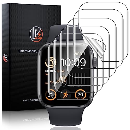 LK 6 Pack for Apple Watch Screen Protector 44mm, Touch Sensitive [Upgrade Flexible Film] Apple Watch SE Series 6/5/4 Screen Protector, Ultra-thin Max Coverage Soft TPU Film for iWatch 44mm