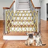 Expandable Wooden Dog Gate Indoor, Retractable Pet Fence Accordion Style, Freestanding Safety Barrier for Doorways, Patio, Garden – Fits Small to Large Dogs (Large)