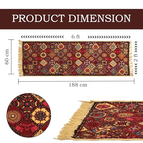 Image of Kuber Industries 2x6 Feet Shaneel Bed Side Runner for Kitchen | Easy to Clean & Multipurpose Runner for Home, Bedroom & Living Room | Rangoli Print - Multi Colour