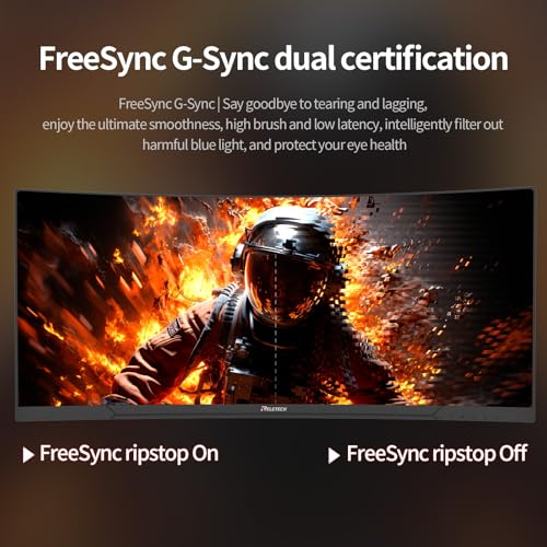 Image of 34inch Curved Monitor, WQHD (3440x1440) 180Hz Ultrawide Gaming Monitor, FreeSync /G-Sync Compatible,1ms,1500R, Support 2 HDMI & 2 DP, Equipped with LED Backlight VESA Mount(R34V Horizon)