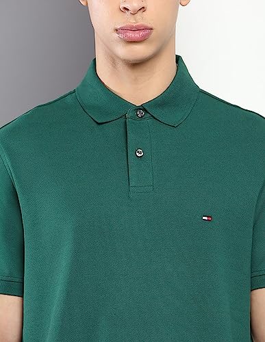 Image of Tommy Hilfiger Solid Regular fit Cotton Polo t-Shirt