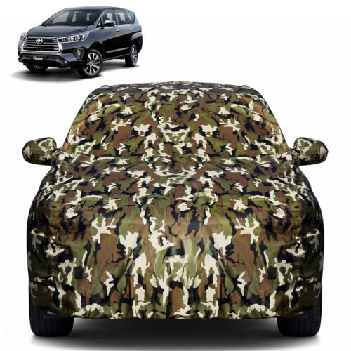 Image of Pivalo Car Body Cover for Innova Crysta All Model & Years (2005-2026) 100% Waterproof with Mirror Pockets, Triple Stitched Dustproof Heat Resistant UV Protection (Military /Jungle /Camouflage)