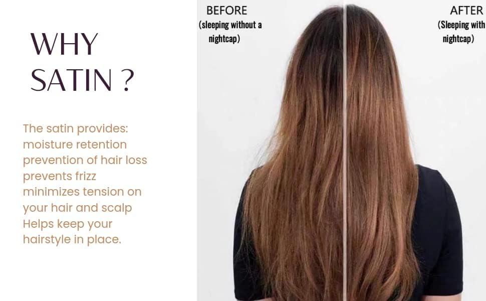 Image of Atrube's Satin Bonnet for Curly Hair | Silk Bonnet for Hair | Combo Pack of 2 Satin Pillowcases 3 Silk Scrunchies Adjustable HairCap