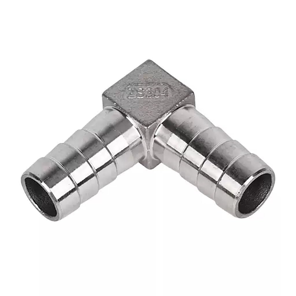 Zbvuilmlz One Color 304 Stainless Steel 90° L-Shaped Pagoda Elbow Connector - Hose Barb Fitting For Water, And Oil - 1 Piece(14Mm)