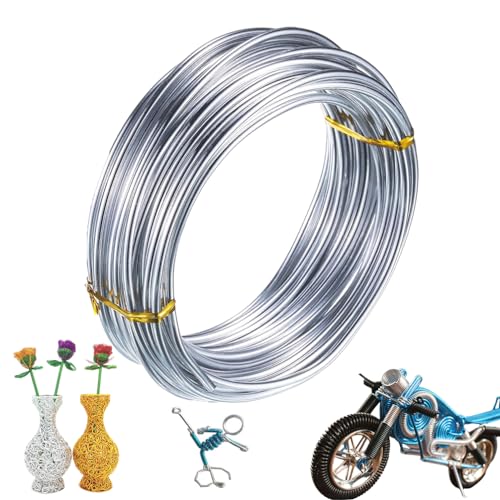 Behiruch Filo Alluminio 2mm, 30 m Filo di Ferro Modellabile Metallico, per Gioielli, L'Artigianato Della Scultura per Gioielleria Artigianale