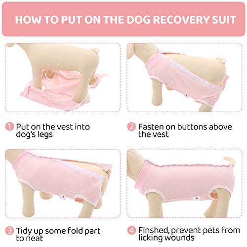 Image of SAWMONG Dog Recovery Suit, Recovery Suit for Dogs After Surgery, Dog Spay Surgical Suit for Female Dogs, Dog Onesie Bodysuit for Surgery Male Substitute E-Collar Cone, Pink, XX-Large